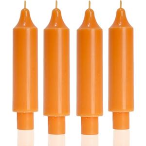 MAITREYA Orange Taper Candle Short Candlesticks Dripless Dinner Candle for Wedding Party Decoration Home Dinner,6.5inch,4 Pack
