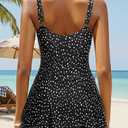 Women's One Piece Swimdress- Tummy Control Swimsuits with Skirt V Neck U Ring Bathing Suit Tie Knot Swimwear 2025 (Black, XXL)