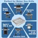 67047 Grease Catch Pan for Weber Spirit I&II 200/300, Genesis II&LX 200/300 Series, Grill Drip Tray with 6415 Aluminum Foil Drip Pans Liners Replacement Parts for Weber Traveler 67047 83156 6415