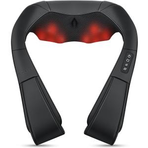 Medcursor Neck Massager - Portable Electric Neck and Back Massager with Heat, Deep Tissue 3D Kneading Pillow for Muscle Pain Relief, Ideal Fathers Day Gift, Not Cordless (Black)
