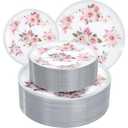 LIYH 60 Pcs Floral Plastic Plates Disposable Spring Plates 30 10.25" Dinner & 30 7.5" Dessert Plate Flower Plate Heavy-Duty BPA-Free Vintage Floral Design for Wedding Birthday Party Tea Party