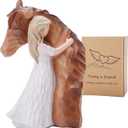 Girl Embrace Horse Statue Decor - Hand-Painted Sculpted Figurine Gifts for Women and Horse Lovers - Memorial Figure, Keepsake Gift for Birthday, Christmas, Thanksgiving (Brown)