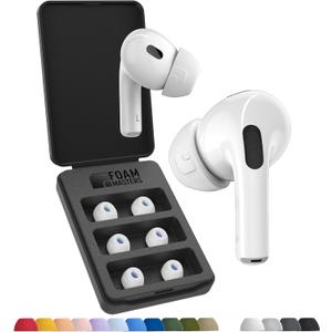 Foam Masters Ultra-Premium Memory Foam Ear Tips for AirPods Pro 3rd Gen (2025) | 3 Pairs | New Ver. | Secure Fit | Super Comfort | Better Noise Cancel | Replacement Buds (Medium, White)