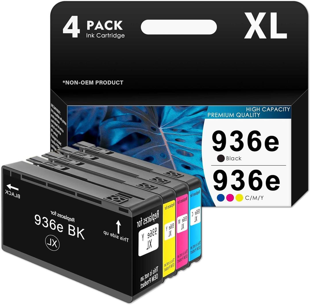 936e Ink Cartridges 936xl Black and Color Combo Pack Compatible Replacement for HP 936 Ink Cartridges for OfficeJet Pro 9110, 9130, 9120, 9730, 9720 Series (High Yield, Black Cyan Yellow Magenta)