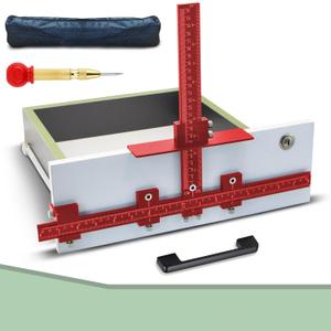 Cabinet Hardware Jig,Aluminum Alloy Cabinet Handle Template Tool-Cabinet Jig for Fast and Accurate Installation of Handles and Pulls (Red)