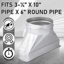 Tandefio 6" Dia Rectangular to Round Duct Transition 3-1/4" x 10" to 6" Galvanized Transition to Round HVAC Duct Adapter Microwave Vent Kit for Range Hood, Exhaust Vent