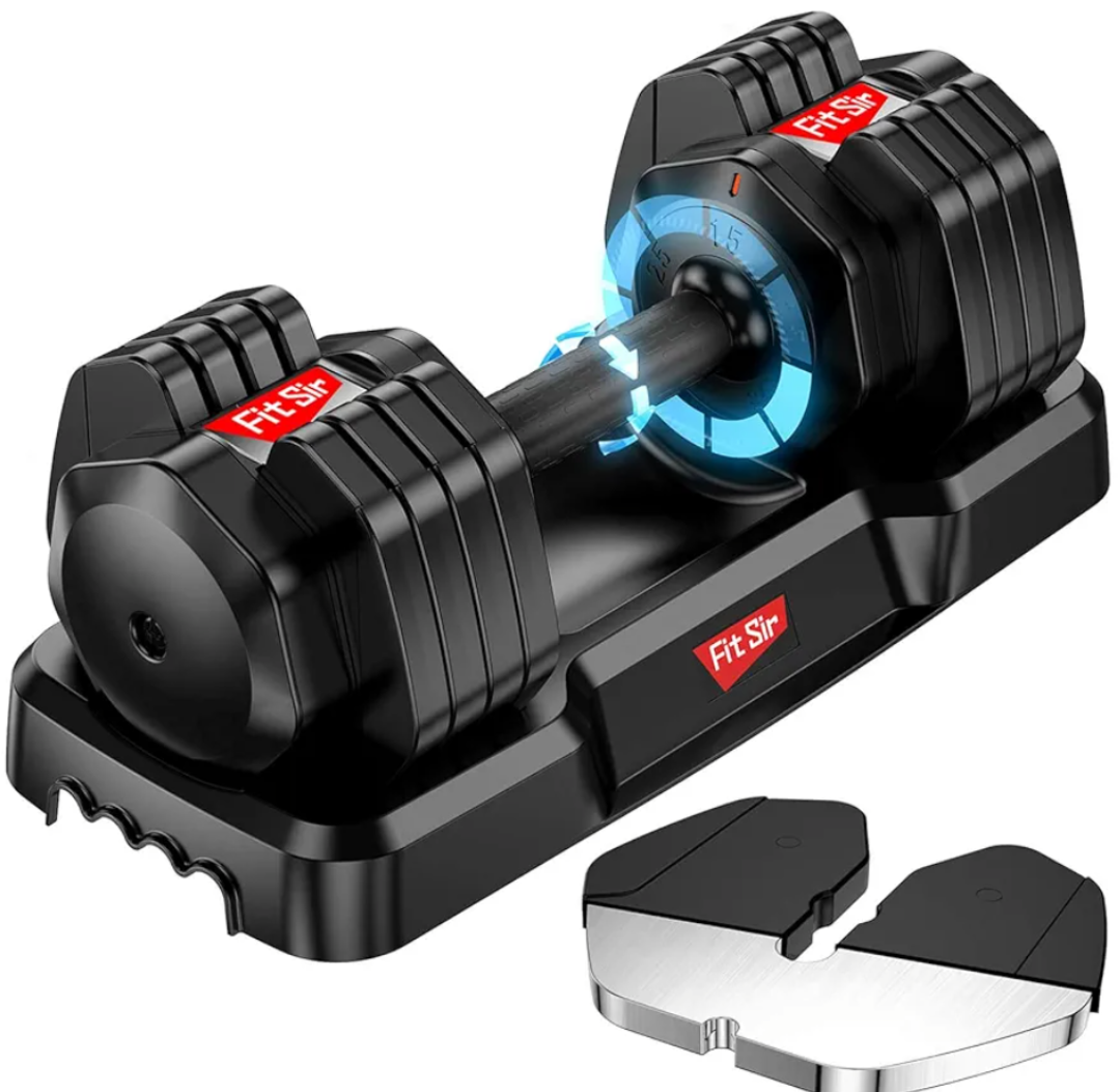 Fit Sir Adjustable Dumbbell Set 55lbs (Single), 15~55lb Hand Weight Change with Anti-Slip Handle for Men Women Home Gym Body Workout Exercise Fitness Strength Training (Black)