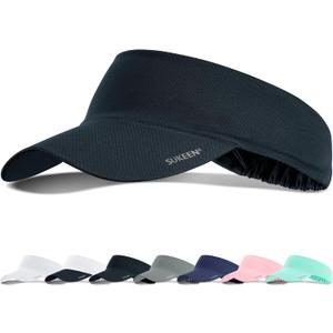 Sukeen Cooling Stretchy Visor Free Size Cool Hat with UV Protection Brim Peak Vizor for Golf,Tennis,Cycling,Running (Medium-Large, Black)