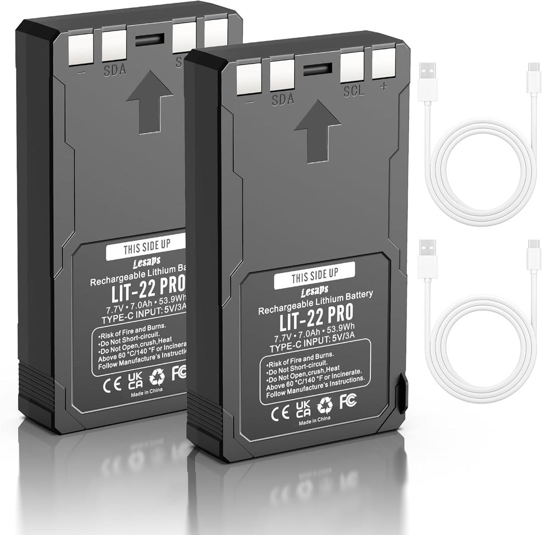 2 Pack LIT-22 Battery 7000mAh Rechargeable Lithium Battery for SPYPOINT Trail Camera - Compatible with Flex-M, Flex G-36, Flex-Plus, Flex-S Cellular Trail Cameras (Includes Type-C Cable)