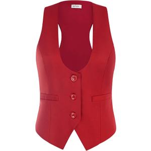 GRACE KARIN Women's Suit Vest Top, Dressy Casual Sleeveless Button Wasitcoat, Fromal Steampunk Blazer For Work Office, 2XL
