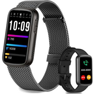 Efolen Smart Watches for Men Women, Fitness Watch with Bluetooth Call, Heart Rate/ Blood Oxygen/ Sleep Monitor, 140+ Sports Modes 1.47'' Smartwatch for Android iPhone, IP68 Waterproof, 2 Bands, Black