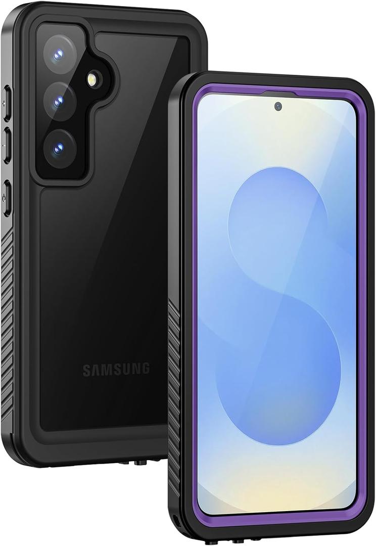 Lanhiem for Samsung Galaxy S25 Case, IP68 Waterproof Dustproof, Built-in Screen Protector, Rugged Full Body Shockproof Protective Cover for Galaxy S25, Purple