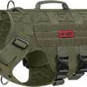 OneTigris No Pull Tactical Dog Mesh Harness for Medium Dogs, Aire Mesh Breathable Military Dog Molle Vests with Handles, Service Dog Vest Harness for Walking Hiking Training Green