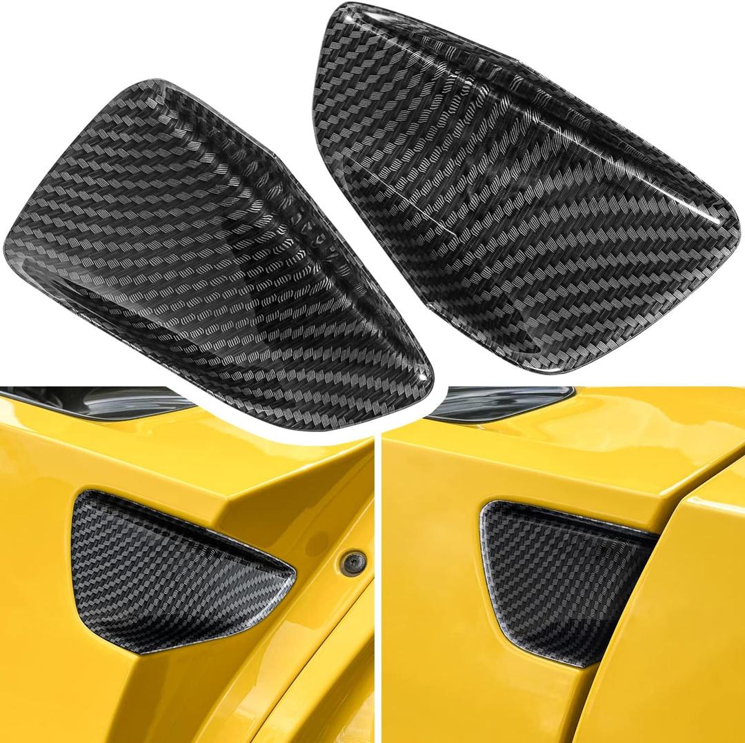 Carbon Fiber Door Handle Bowl Cup Scratch Protector Cover Trim for Chevrolet Corvette C7 Z06 Z51 ZR1 Stingray Grand Sport 2014 2015 2016 2017 2018 2019 Exterior Accessories Decoration (Black 2PCS) (Black)