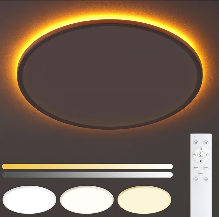 Flush Mount Ceiling Light with Night Light, 15in LED Ceiling Lights with Remote Control, 1800K Nightlights & 3000-6500K Dimmable Lamp Fixture, 36W 3600LM Low Profile for Bedroom, White
