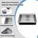 28 Inch Drop in Kitchen Sink, Commercial 16 Gauge Stainless Steel Handmade Single Bowl Topmount 9 Inch Deep Brushed Nickel Kitchen Sink with Grid and Drain, 28x18 Inch