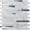 LONGKING 10-Sheet Extra Thick Peel and Stick Backsplash Tiles, Waterproof Kitchen Backsplash Peel and Stick Tile, Self-Adhesive Backsplash for Kitchen, Gray Marble