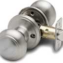 Copper Creek Colonial Passage Interior Door Knob ANSI Grade-3 Certified, Modern Heavy Duty Handle, Easy Install and Reversible for Bedroom, Bathroom and Closets Satin Stainless (1 Pack)