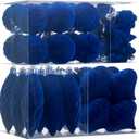 48Pcs Blue Velvet Christmas Ornaments Set, Assorted Flocked Christmas Baubles Decorations, Shatterproof Christmas Balls Hanging Decor for Xmas Tree/Home/Party/Holiday (Blue)