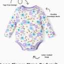 PATPAT Baby Bodysuits - Soft Viscose Made from Bamboo - Long Sleeve Funny for Boys and Girls -Newborn Infant Toddler Clothes (6-9 Months, Purple Flower)