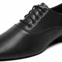 Men's Ballroom Dance Shoes Black Leather Sole Tango Salsa Latin Character Shoe (11) 