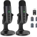 ZealSound Podcast Microphone, Podcast Equipment Bundle for iPhone PC iPad Android, Dual Wireless USB Mic 2.4GHz with Noise Reduction, Tap to Mute, Monitor Gain for Streaming, Recording, YouTube,TikTok