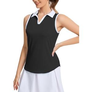 M MOTEEPI Womens Golf Shirts Sleeveless Polo Shirts for Women Quick Dry Ladies Golf Tops Tennis Athletic Polo, Size 160