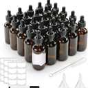 25 Pack 2 oz Amber Dropper Bottles,Eye Dropper Bottle with Black Cap,Tincture Bottles with Dropper,Glass Dropper Bottle for Essential Oils,Perfume, Hair Oil