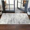 Washable 2x5 Hallway Runner Rug: Indoor Abstract Water Resistant Kitchen Entryway Rug Soft Living Room Bedroom Carpet Thin Low Pile Non Slip Floor Mat for Bathroom Laundry Room(2X5Light/Grey)