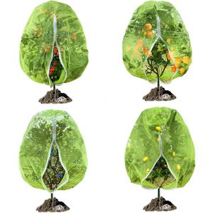Fruit Tree Netting, RIFNY 3.3 x 2.6 FT Blueberry Bush Netting Cover with Zipper Drawstring, Outdoor Mosquito Net Garden Netting Protector Plant from Birds Cicadas Animals Insect (4 PCS, Green)
