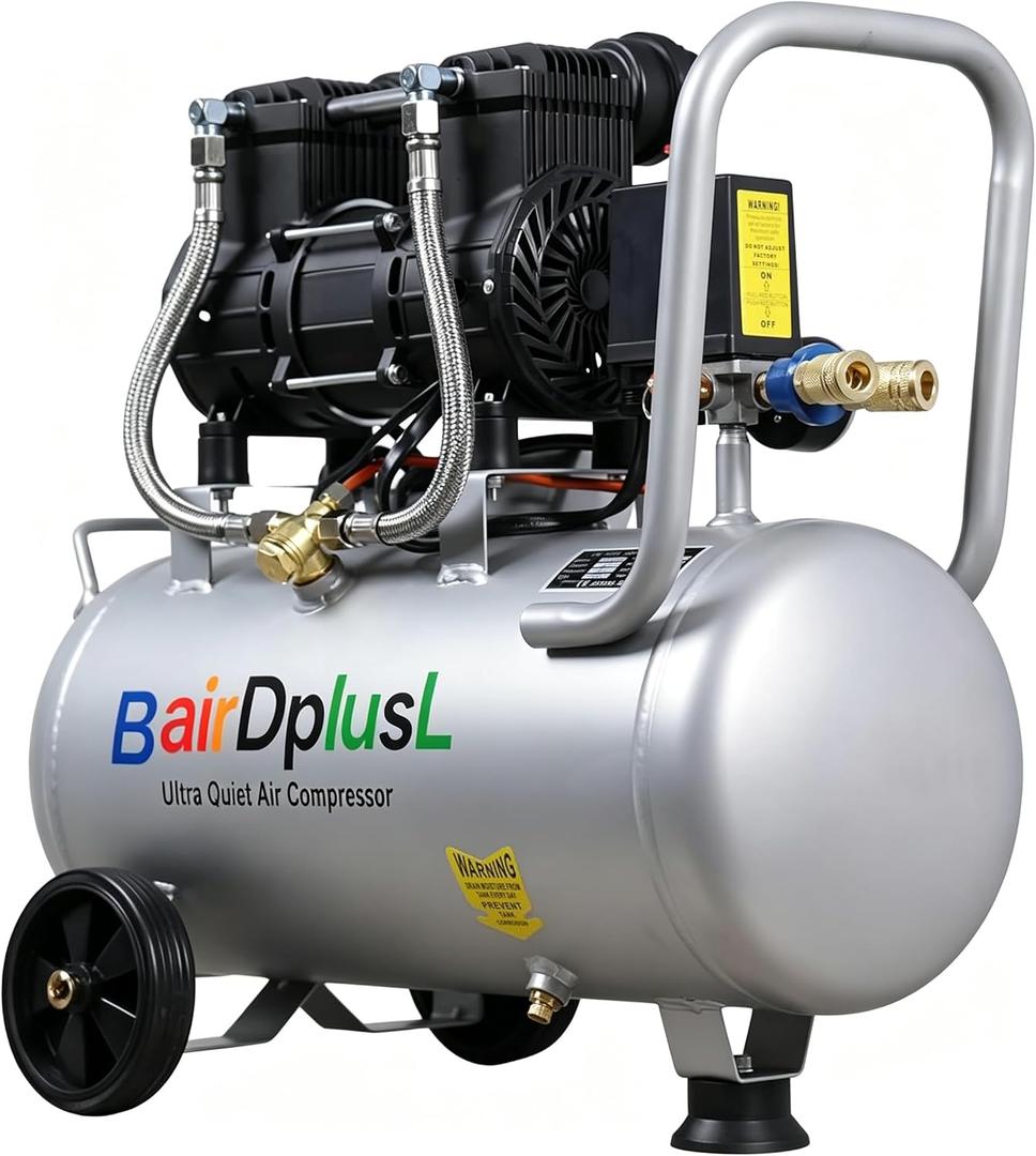 9.5 Gallon Ultra Quiet Air Compressor, MAX 115PSI, 70dB, 110V/60Hz