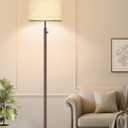 Nintiue Upgraded Dimmable Floor Lamp for Living Room, 11W LED Bulb Included, Modern Standing Lamp, Tall Pole Light with Linen Shade for Bedroom Reading Office Corner Nursery-Matte Brown