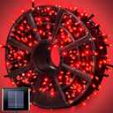 JMEXSUSS 600 LED Red Solar Christmas Lights, 206.7ft Red Solar Lights Outdoor Waterproof, 8 Modes String Light for Outside Patio House Tree Party Xams Tree Christmas Decorations