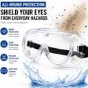 Anti-Fog Safety Goggles, Clear Wide-Vision Protective Eyewear with Adjustable Strap, Chemical Splash & Impact Resistant Eye Protection for Lab, Construction, Cleaning, Woodworking and DIY