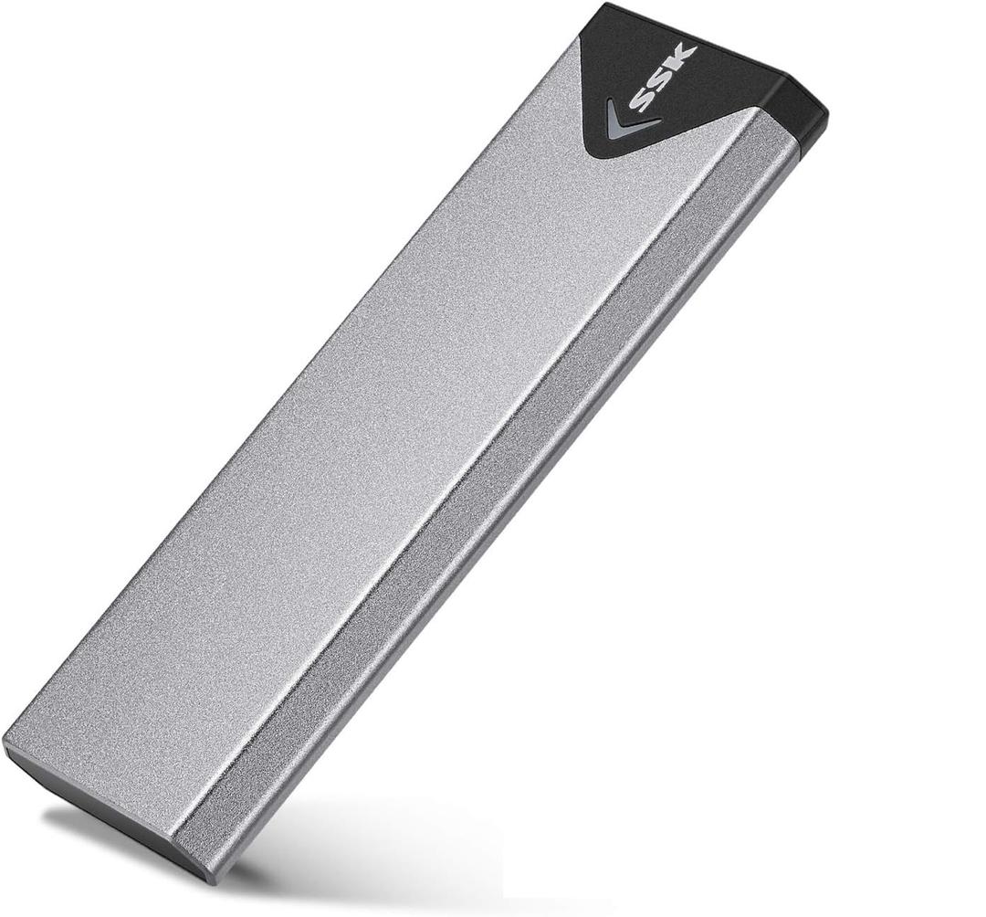 SSK M.2 NVME SATA SSD Enclosure Adapter, USB 3.2 Gen 2 (10 Gbps) to NVME PCI-E SATA M-Key/(B+M) Key Solid State Drive External Enclosure Aluminum Support UASP Trim for SSDs 2242/2260/2280