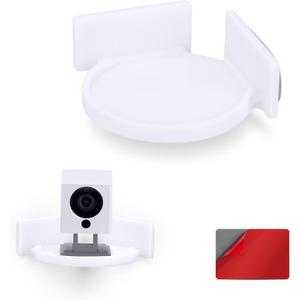 BRAINWAVZ Mini Circular Corner Shelf Mount for Security Cameras, Baby Monitors, Speakers, Plants & More, Universal Holder, Strong Adheasive, No Mess, Screwless (White)