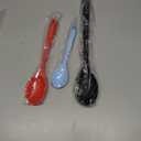 PUCKWAY 3 Pcs Silicone Spoons Set of 7.9 10.6 14.2 inch for Cooking, Heat Resistant Kitchen Spoons for Mixing, Stirring, and Serving, Small to Large Non Stick (Black & Red & Blue)