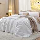 Bedsure King Size Comforter Set, White Soft Prewashed Bedding for All Seasons, 3 Pieces GentleSoft Warm Down Alternative Bed Set, 1 Lightweight Comforter (104"x90") and 2 Pillowcases (20"x36")