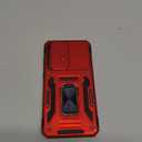 WRJ for Samsung Galaxy S25 Plus/S24 Plus Case with Slide Camera Cover and Screen Protector, Military Grade Protection [Rotated Ring Kickstand] Heavy Duty Shockproof Protective Cove-Red