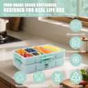 Stackable Snackle Box Container with 2 Lids, 14 Compartments - BPA-Free Snackle box Organizer, Dishwasher & Microwave Safe Reusable Snacklebox for Veggies, Fruits, Charcuterie, Snacks (Green, 2 Pack)