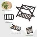 Set of 2 Fully Assembled Luggage Rack for Guest Room, 5 Straps Bamboo Suitcase Stand with Shoe Shelf, 26.77" Wide Foldable Luggage Holder for Bedroom, Hotel (Brown)