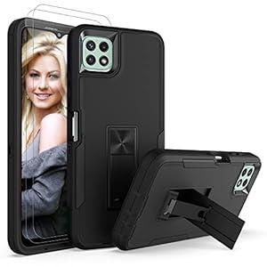 for Celero 5G Phone Case with 2 Pack Screen Protector, Military Grade Car Mount Dual Layer Rugged Protection Shockproof Celero 5G Case Built-in Kickstand Compatible with Celeron 5G Phone Case -Black