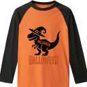 Halloween Shirts for Kids Boys Girls Toddler Halloween Shirt Pumpkin Shirts Ghost Clothes Long Sleeve Cotton Tee 2T-8Y (Orange)