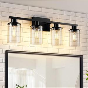 Bathroom Light Fixtures Over Mirror Bathroom Vanity Light Fixture 4 Light Vanity Lights for Vanity Lighting Fixtures Wall Sconce Lamp Wall Light Fixtures Black