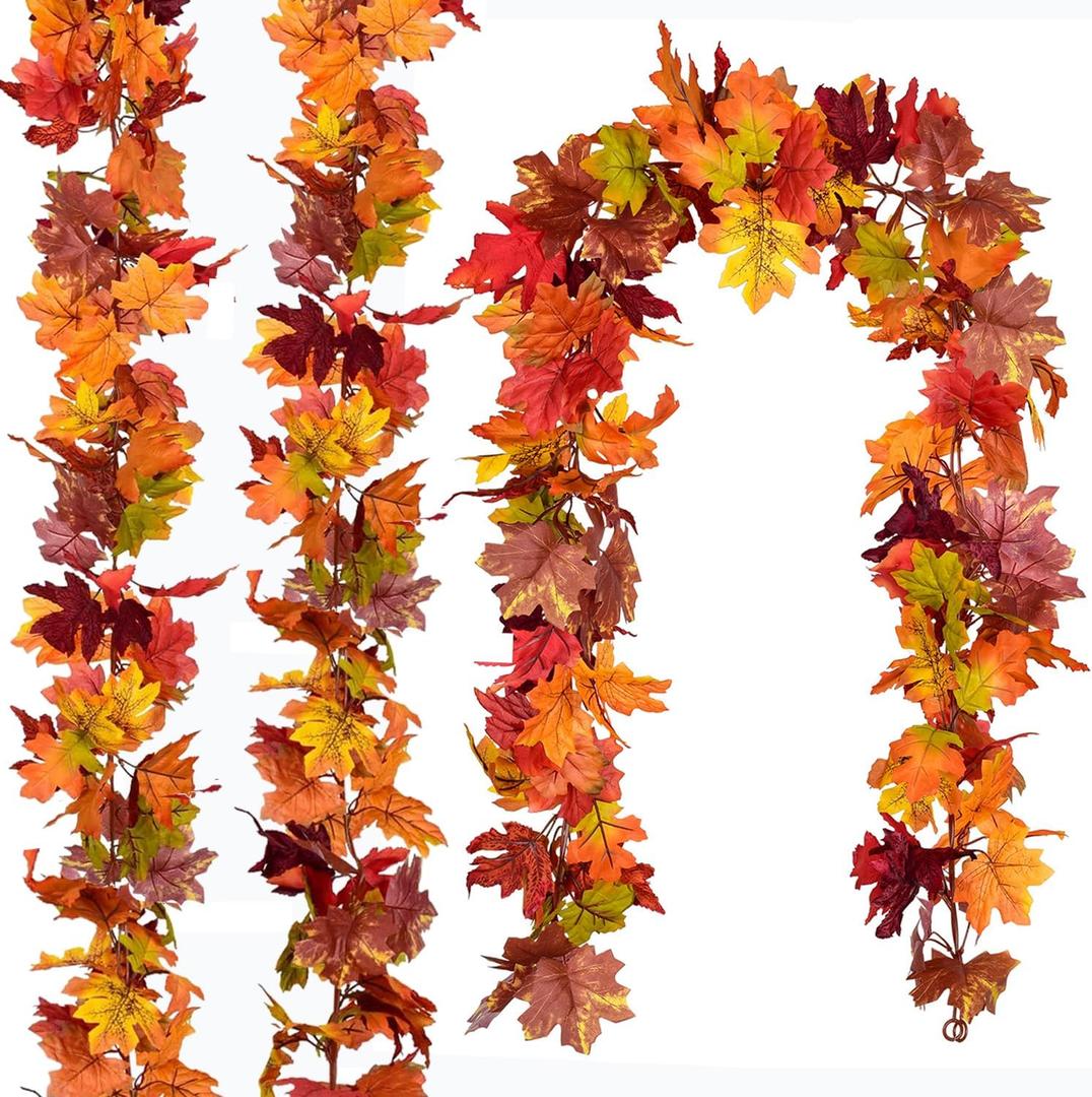 DearHouse 6 Pack Fall Garland Maple Leaf Clearance, 5.9Ft/Piece Hanging Vine Artificial Autumn Garland Thanksgiving Decor for Home Wedding Fireplace Party Christmas (Brown)