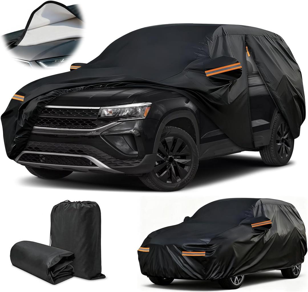 Cover for Volkswagen Taos, Custom Fit Taos Cover 2022-2025,Snow Hail Dust Sun Protection for VW ID.4, Winter Outdoor with Door Zipper/Reflective Strip/Mirror Pockets