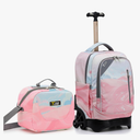 NEW TILAMI 18 inch Rolling Backpack for Girls – Waterproof, Large Capacity, Stair-Climbing Design, Adjustable Handle, Great for School, Pink Sunset