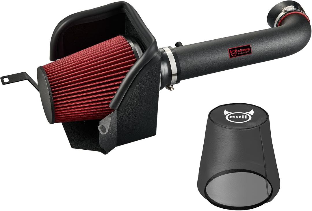 EVIL ENERGY Cold Air Intake Compatible for 2012-2018 Jeep Wrangler JK 3.6L, Increases Horsepower, Towing Performance & Acceleration, Includes Heat Shield & Pre-Filter, Black