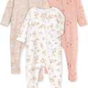 Yoofoss Baby Pajamas 100% Organic Cotton Baby Sleepers for 6-9 Month Boys Girls Clothes, 3-Pack Soft infant Toddler Footed PJs with Mitten Cuffs, Zipper Footies Pajamas