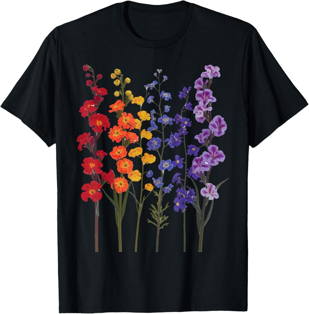 Wildflowers Floral Colorful Flowers T-Shirt, Female, L